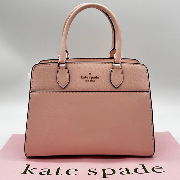 Kate Spade Madison Printed Medium Satchel Bag Conch Pink - Picture 3 of 13